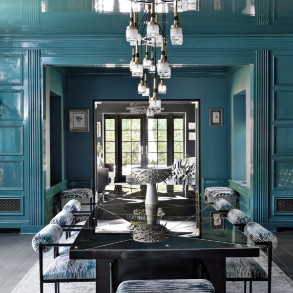 Rae Duncan Interior Design high gloss teal painted room