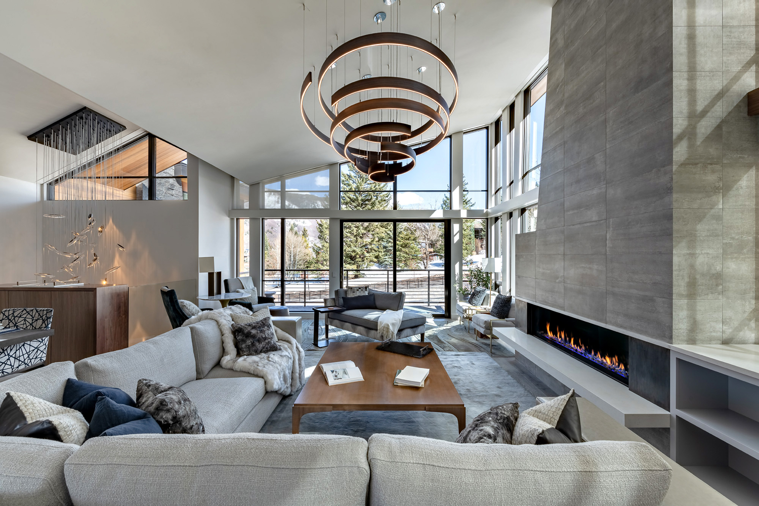 Modern open concept living room. RED Winner.