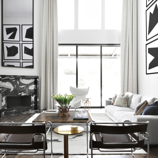 Beyond Interior Design black and white modern living room red winner