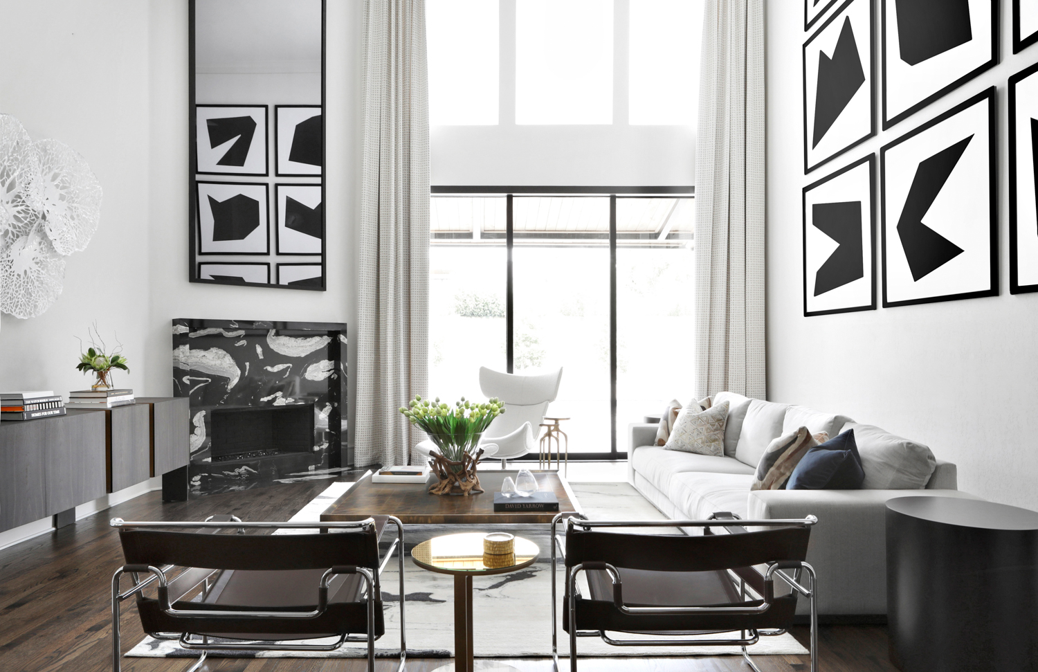 Beyond Interior Design black and white modern living room red winner