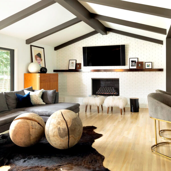 Reiner | White Design Studio neutral living room white brick red winner